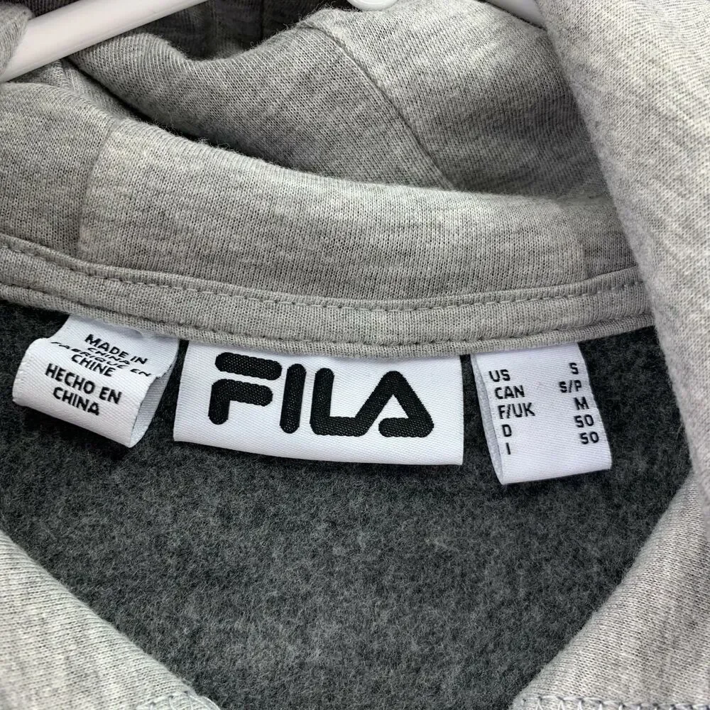 Fila Mens Logo Pullover Training Hoodie Charcoal Gray S - Picture 4 of 4